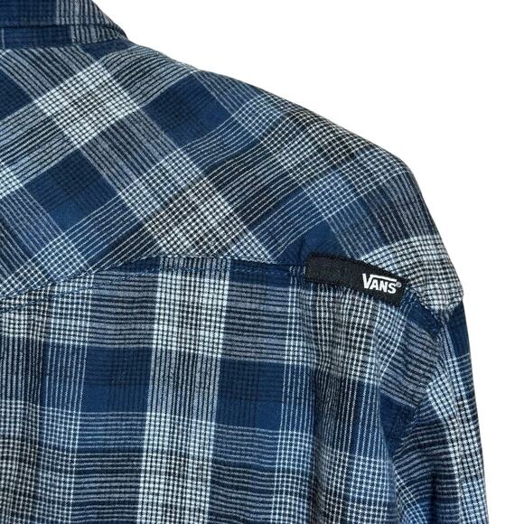 Vans Western Pearl Snap Button Up Shirt Long Sleeve Blue Plaid Mens Size XXL - Picture 3 of 7